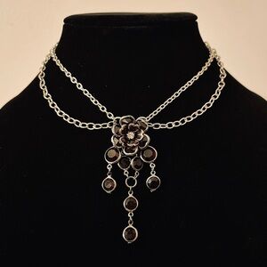 Hand Crafted Deep Red Flower Necklace